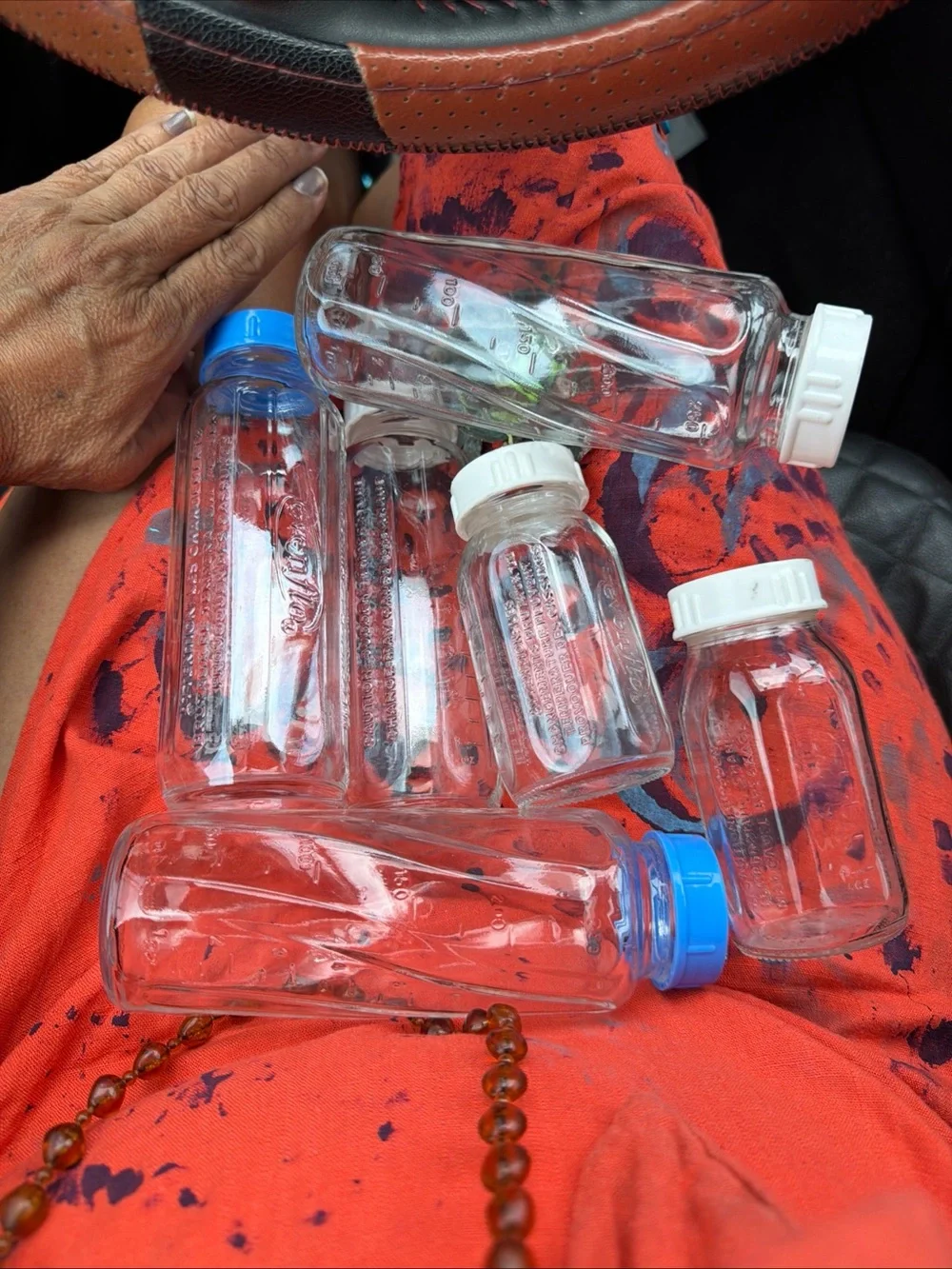 Even Flo baby Vtg glass bottles 4 & 8 oz Clear Glass Bottles with White
